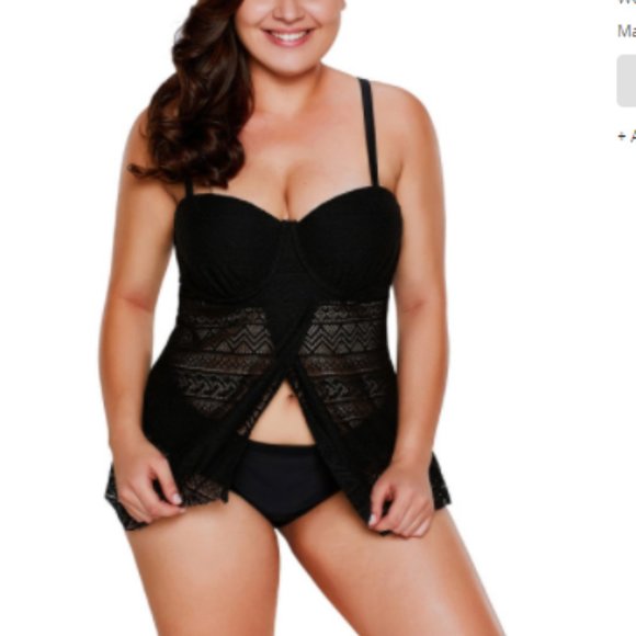 Unbranded Other - Black Lace Flyaway Underwired Tankini Bathing suit